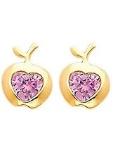 delightful little light pink gold apple stud earrings for babies